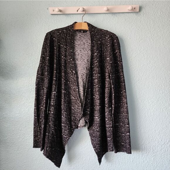 Eileen fisher wool blend drape front minimalist lagenlook cardigan - Picture 1 of 12
